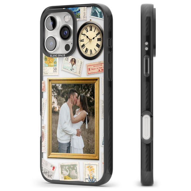 Personalised Vintage Photo Frame Collage Black Impact Phone Case for iPhone 16 Pro, iPhone 16 Pro Max