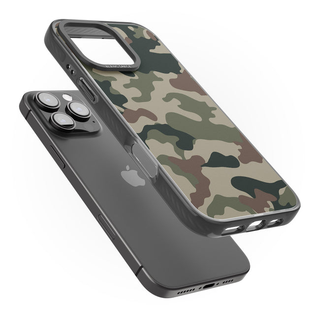 iPhone 16 Pro Max Green and Brown Camo Black Impact Phone Case