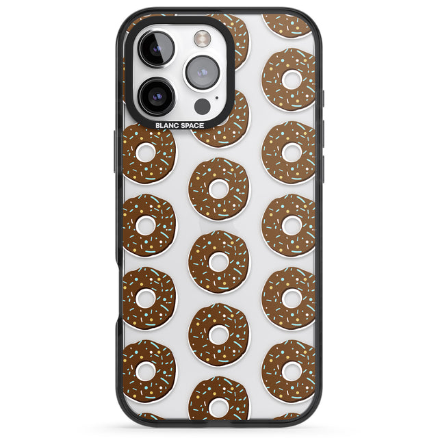 iPhone 16 Pro Max Chocolate Donut Pattern Black Impact Phone Case