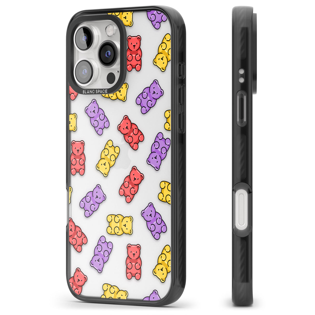 iPhone 16 Pro Max Gummy Bear Pattern Black Impact Phone Case