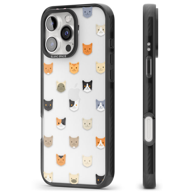 iPhone 16 Pro Max Cute Cat Face Transparent Black Impact Phone Case