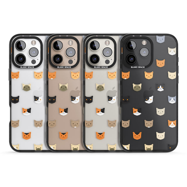 iPhone 16 Pro Max Cute Cat Face Transparent Black Impact Phone Case