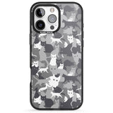 iPhone 16 Pro Max Dark Grey Cat Camouflage Pattern Black Impact Phone Case