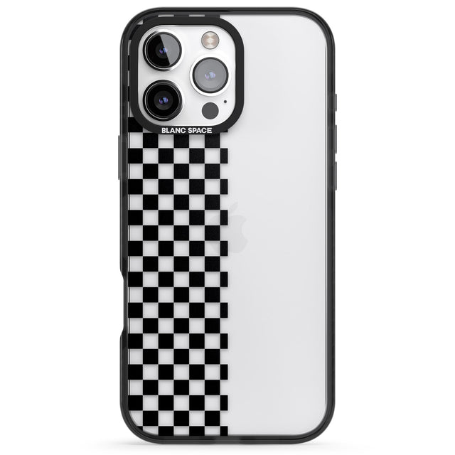 iPhone 16 Pro Max Checker: Half Black Check on Clear Black Impact Phone Case