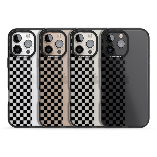 iPhone 16 Pro Max Checker: Half Black Check on Clear Black Impact Phone Case