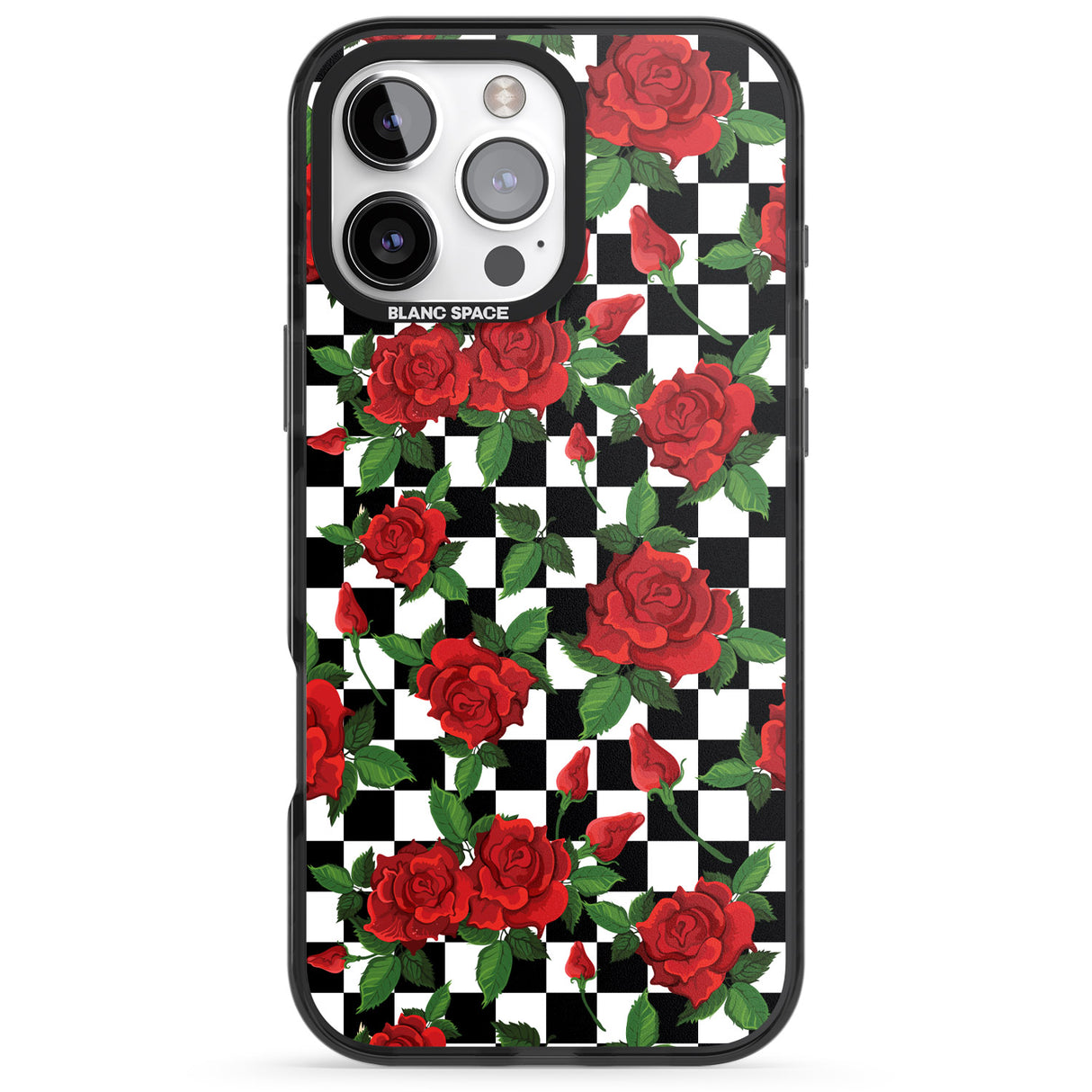 Checkered Pattern & Red Roses