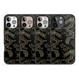 iPhone 16 Pro Max Black and Gold Dragon Pattern Black Impact Phone Case