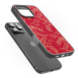 iPhone 16 Pro Max Red and Gold Dragon Pattern Black Impact Phone Case