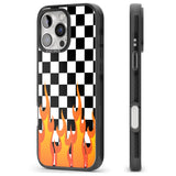 iPhone 16 Pro Max Checkered Fire Black Impact Phone Case