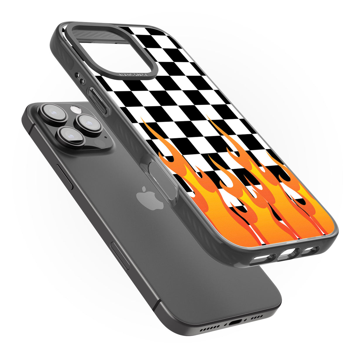 iPhone 16 Pro Max Checkered Fire Black Impact Phone Case