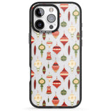 iPhone 16 Pro Max Christmas Baubles Pattern Black Impact Phone Case