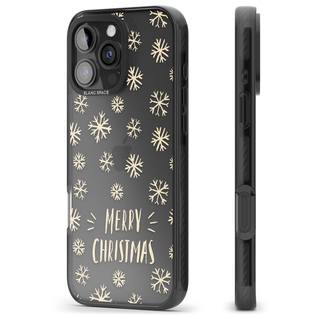 iPhone 16 Pro Max Christmas Snowflake Pattern Black Impact Phone Case