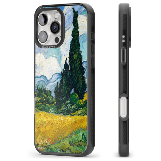 iPhone 16 Pro Max Wheat Field with Cypresses by Vincent Van Gogh Black Impact Phone Case