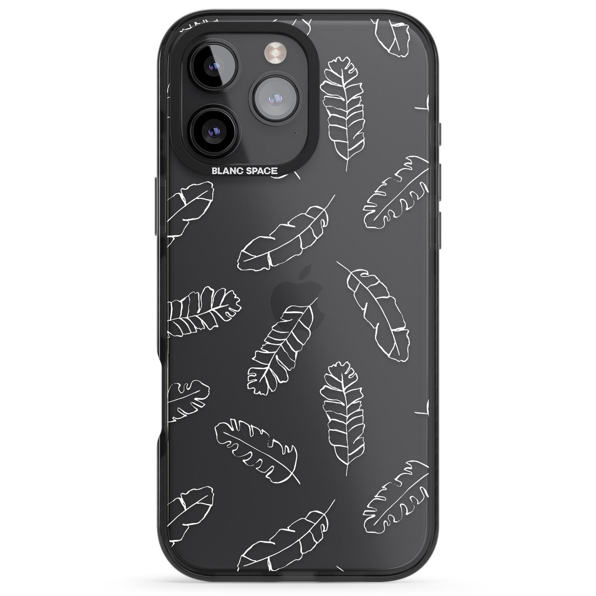 iPhone 16 Pro Max Clear Botanical Designs: Palm Leaves Black Impact Phone Case