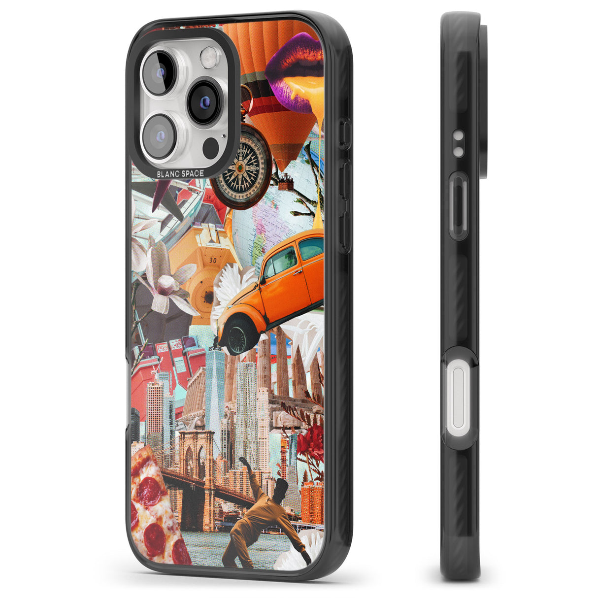 iPhone 16 Pro Max Vintage Collage: New York Mix Black Impact Phone Case