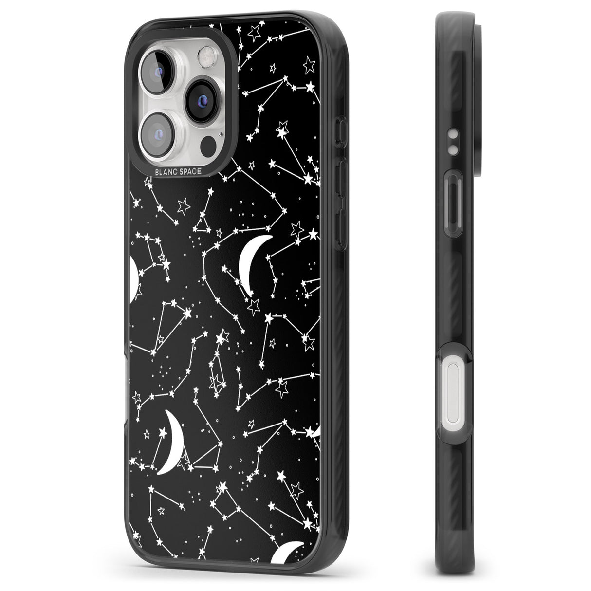 iPhone 16 Pro Max White Stars Constellations on Black Black Impact Phone Case