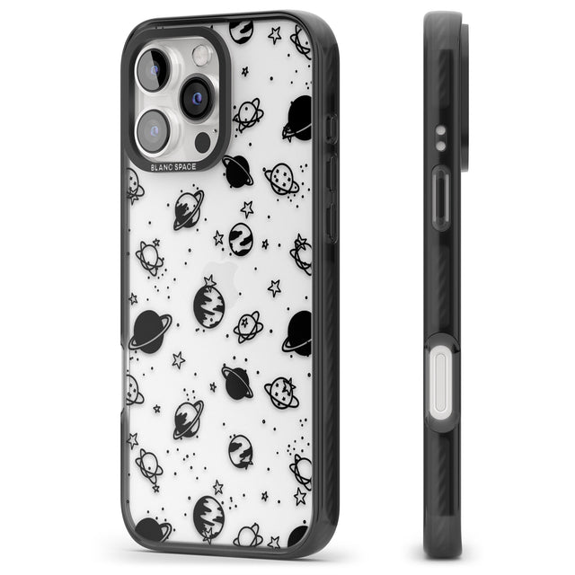 iPhone 16 Pro Max Planets Black Impact Phone Case