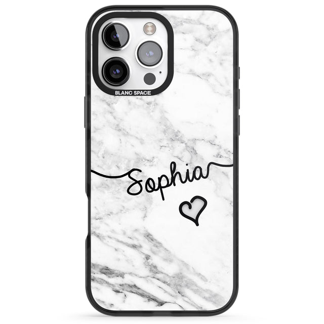 iPhone 16 Pro Max White Marble Black Impact Phone Case