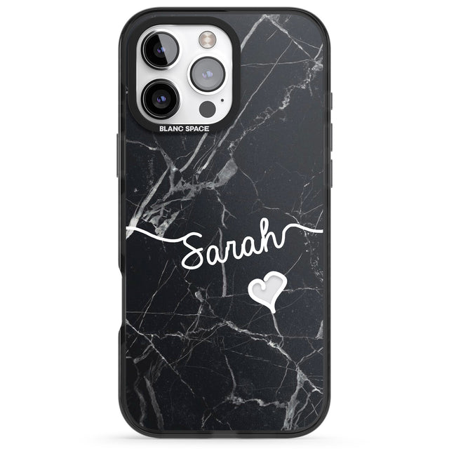 iPhone 16 Pro Max Black Marble Black Impact Phone Case