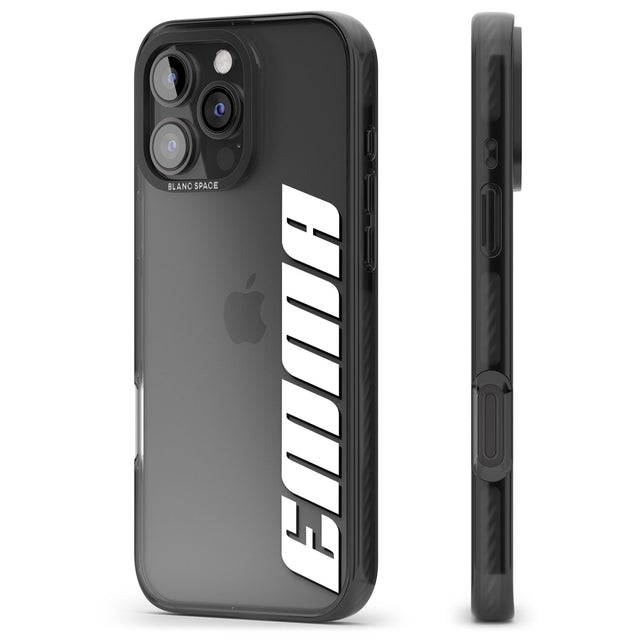 iPhone 16 Pro Max Personalised Clear Text 4B Black Impact Phone Case