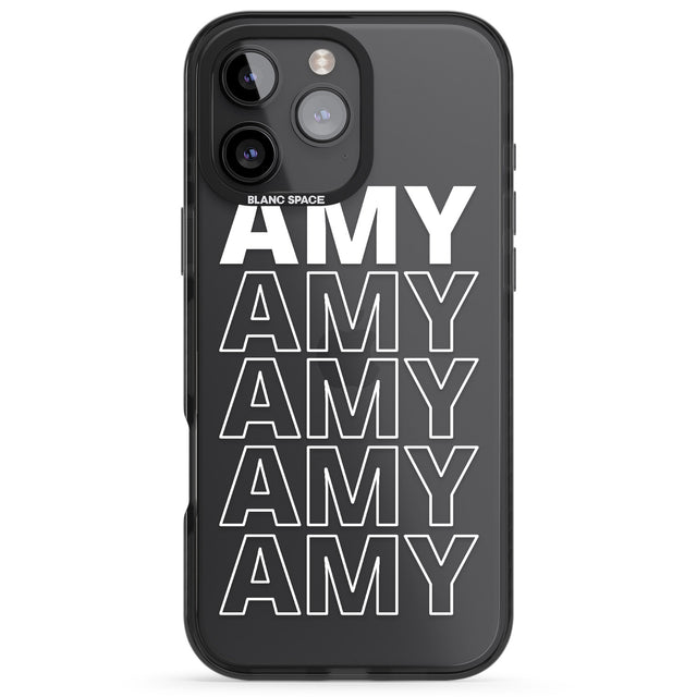 iPhone 16 Pro Max Personalised Clear Text 5C Black Impact Phone Case