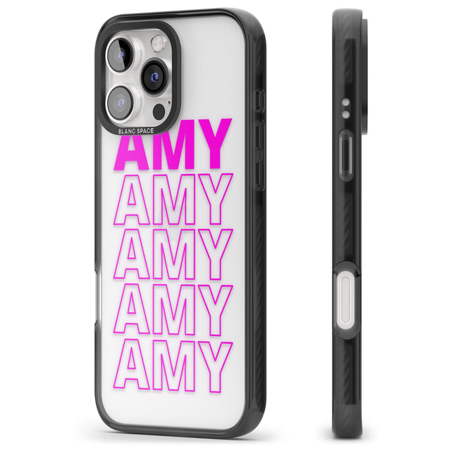 iPhone 16 Pro Max Personalised Clear Text 5D Black Impact Phone Case