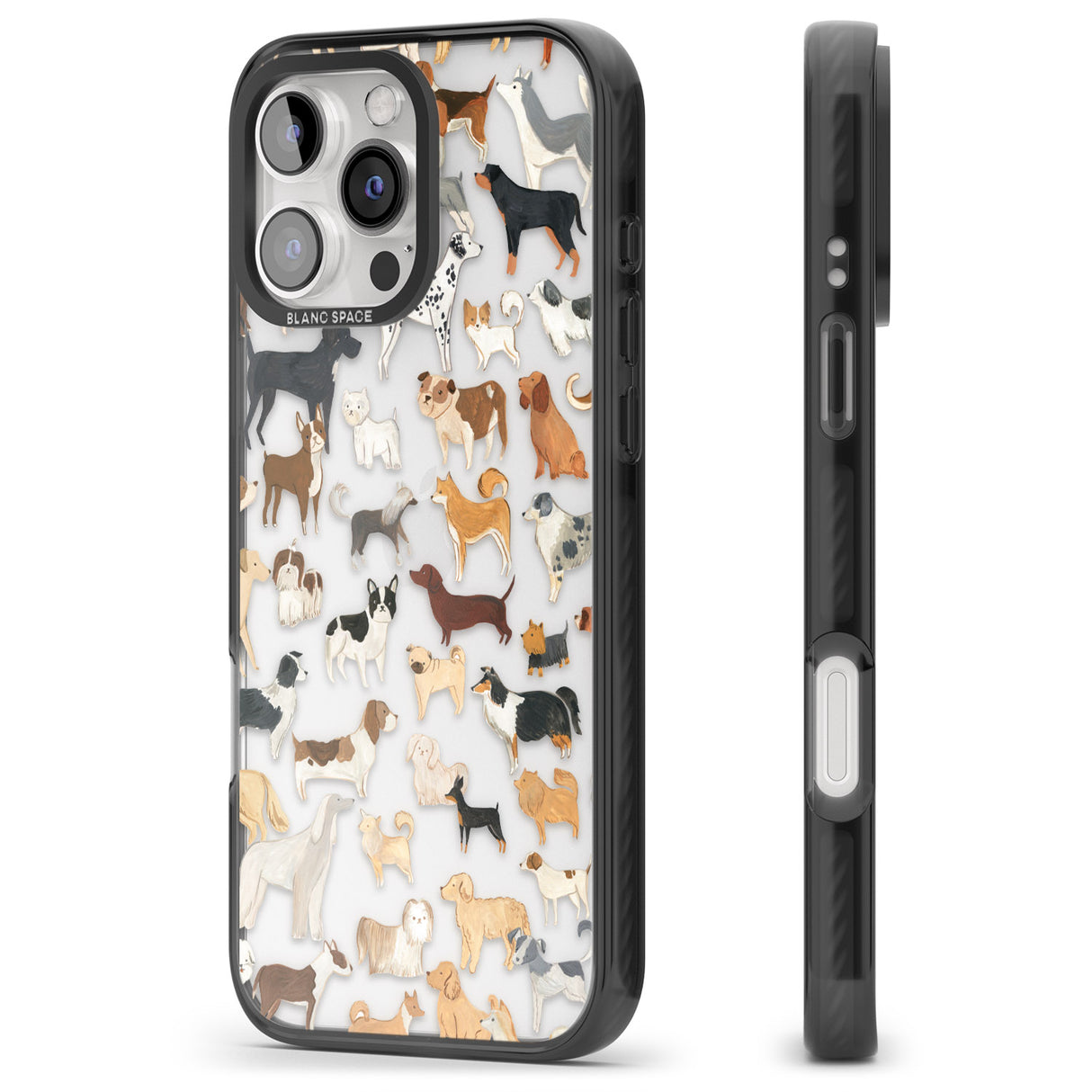 iPhone 16 Pro Max Hand Painted Dogs Black Impact Phone Case