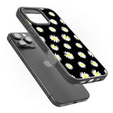 iPhone 16 Pro Max White Daisy Pattern (Black) Black Impact Phone Case