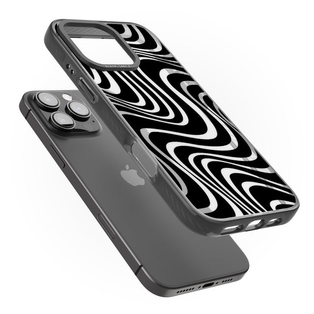 iPhone 16 Pro Max Abstract Waves Black Impact Phone Case