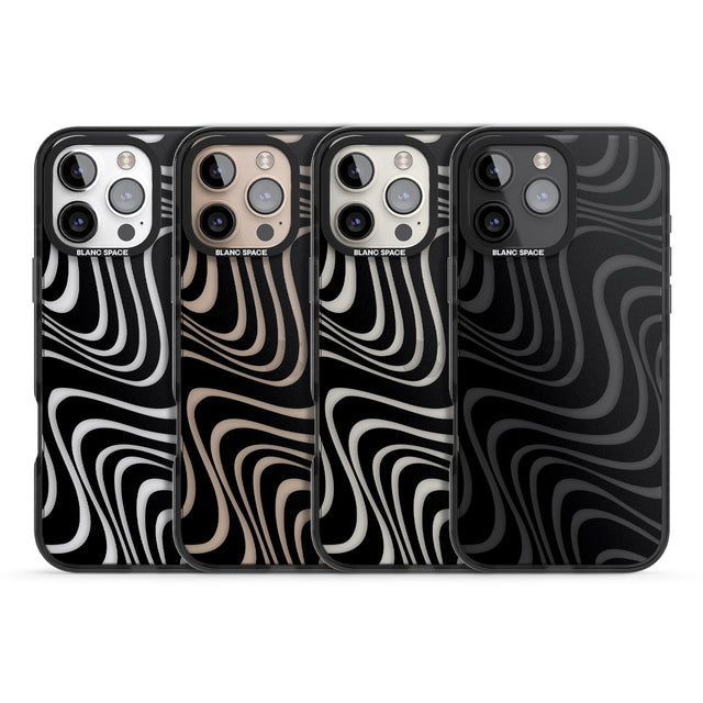 iPhone 16 Pro Max Abstract Waves Black Impact Phone Case