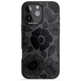 iPhone 16 Pro Max Black Flowers Black Impact Phone Case