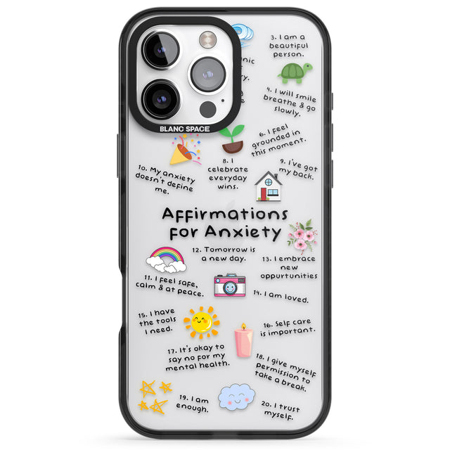 iPhone 16 Pro Max Anxiety Black Text Black Impact Phone Case