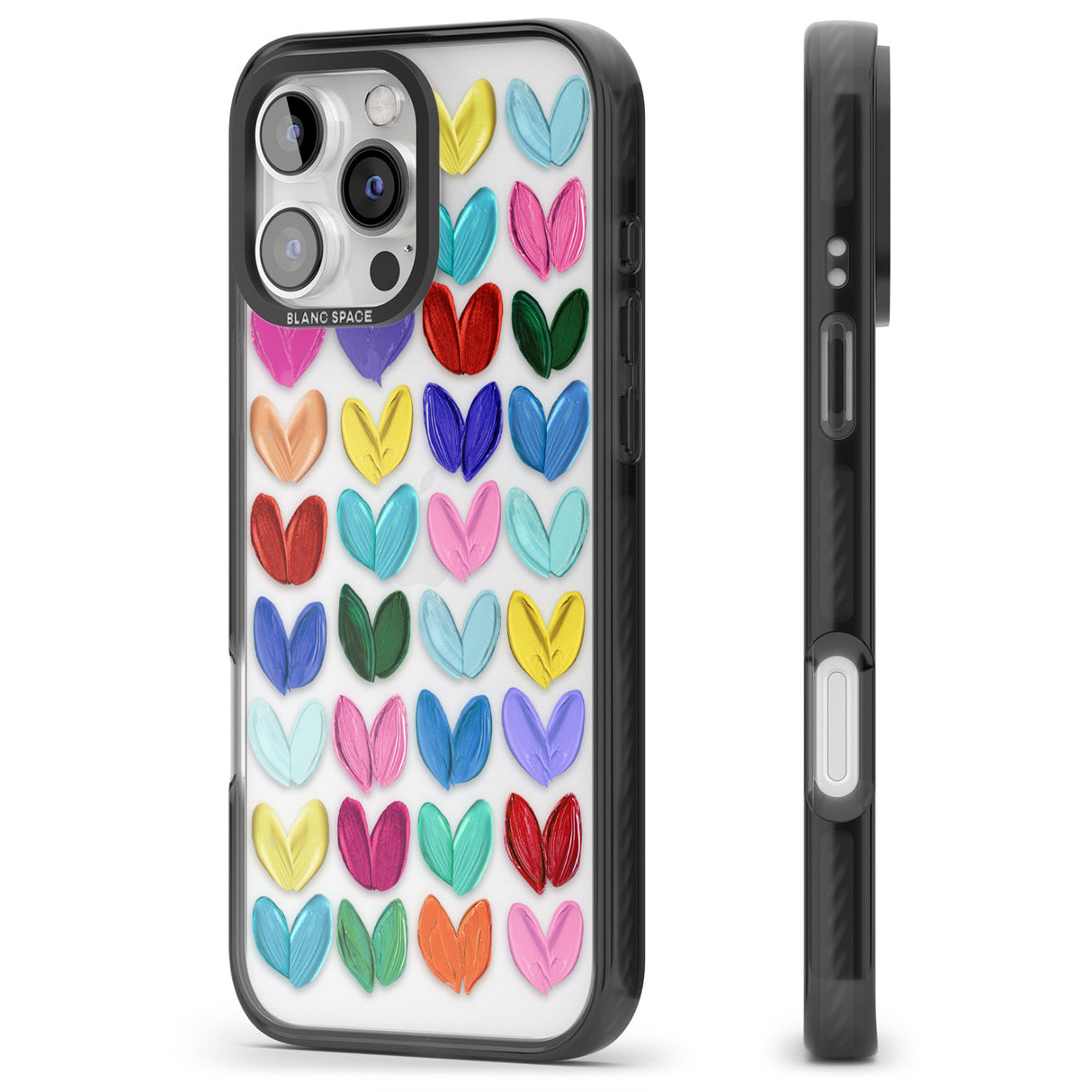 iPhone 16 Pro Max Oil Painted Hearts Black Impact Phone Case