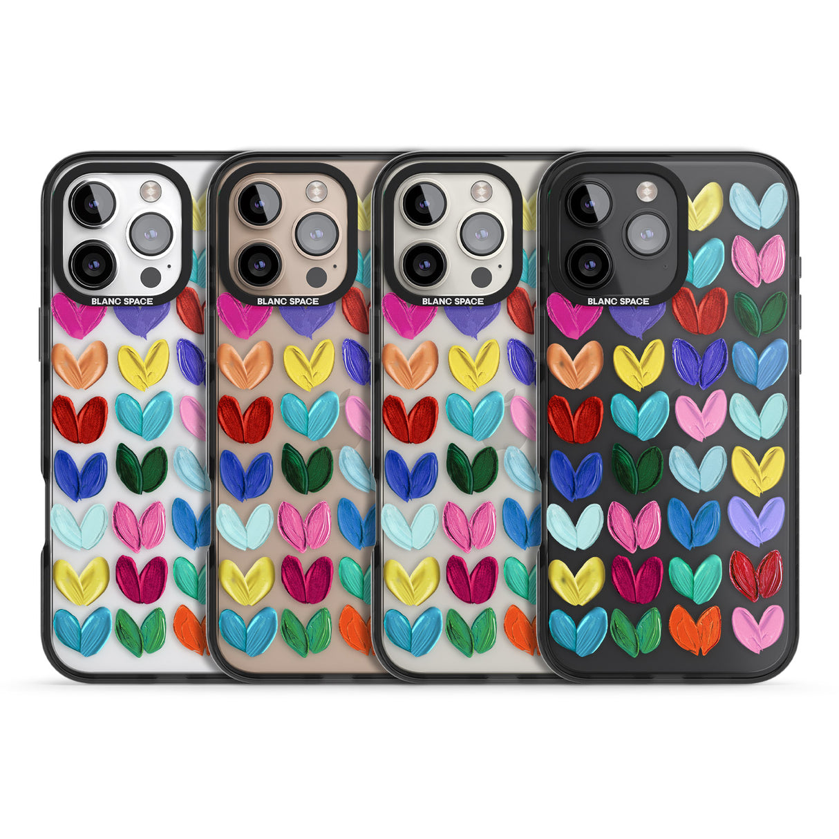 iPhone 16 Pro Max Oil Painted Hearts Black Impact Phone Case