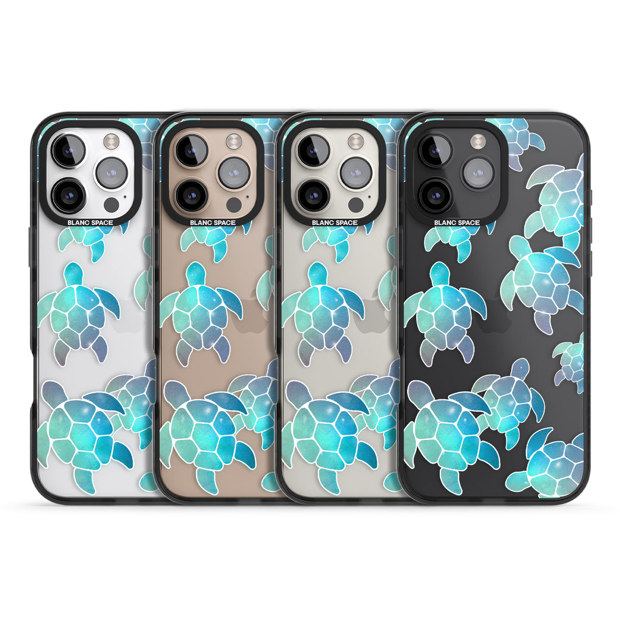 iPhone 16 Pro Max Aqua Space Turtles Black Impact Phone Case