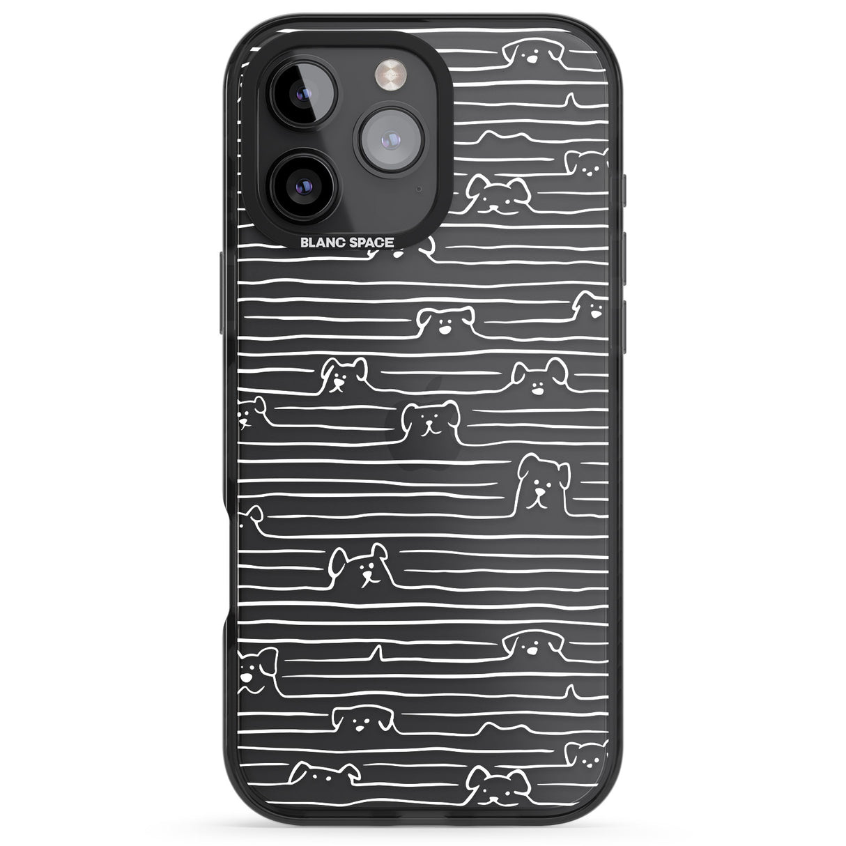 iPhone 16 Pro Max Dog Line Art - White Black Impact Phone Case