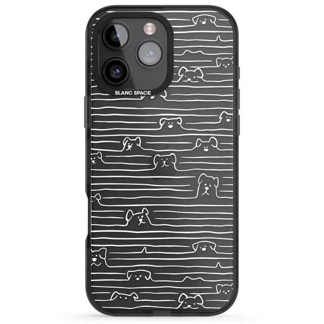 iPhone 16 Pro Max Dog Line Art - White Black Impact Phone Case