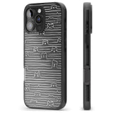 iPhone 16 Pro Max Dog Line Art - White Black Impact Phone Case