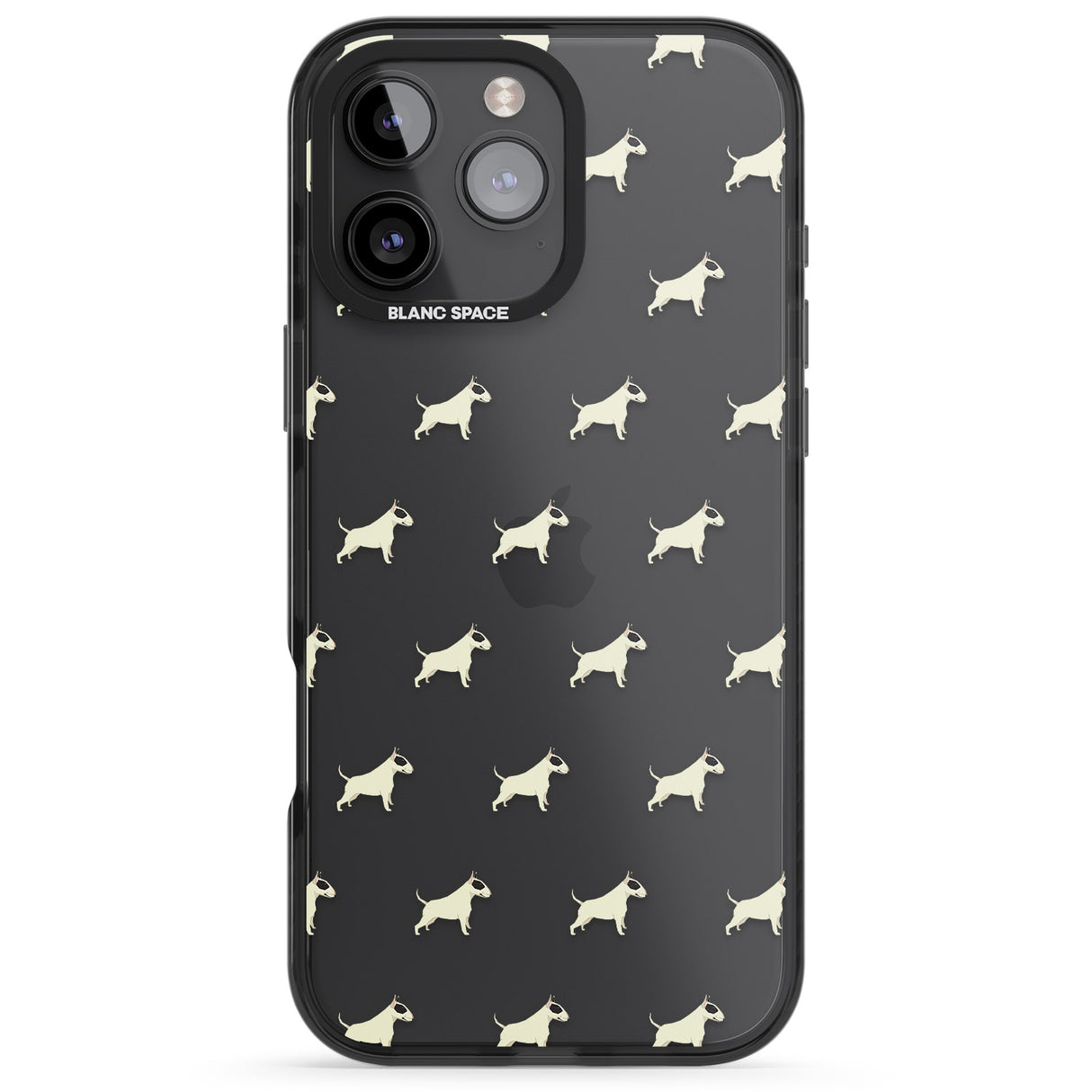 iPhone 16 Pro Max Bull Terrier Dog Pattern Clear Black Impact Phone Case