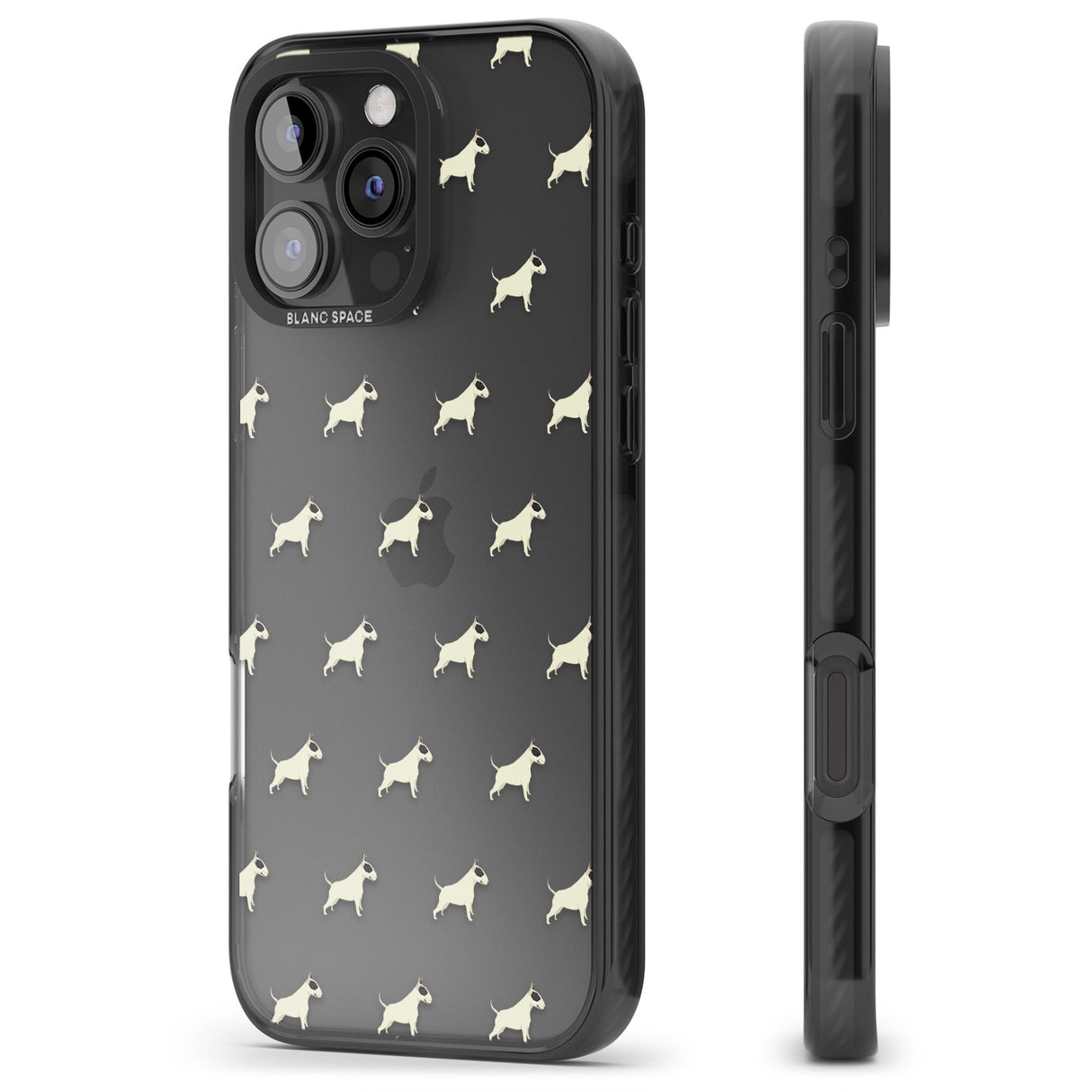 iPhone 16 Pro Max Bull Terrier Dog Pattern Clear Black Impact Phone Case