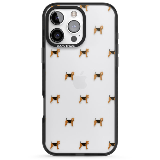 iPhone 16 Pro Max Airedale Terrier Dog Pattern Clear Black Impact Phone Case