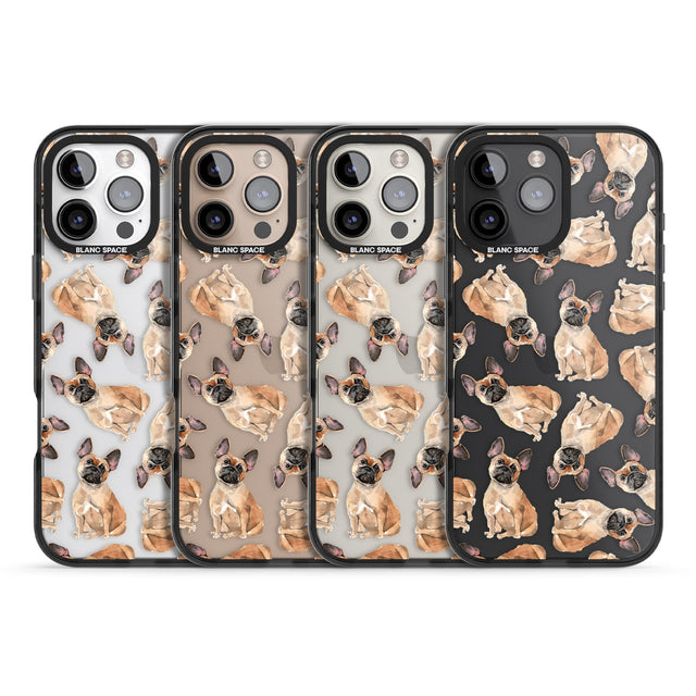 iPhone 16 Pro Max French Bulldog Watercolour Dog Pattern Black Impact Phone Case