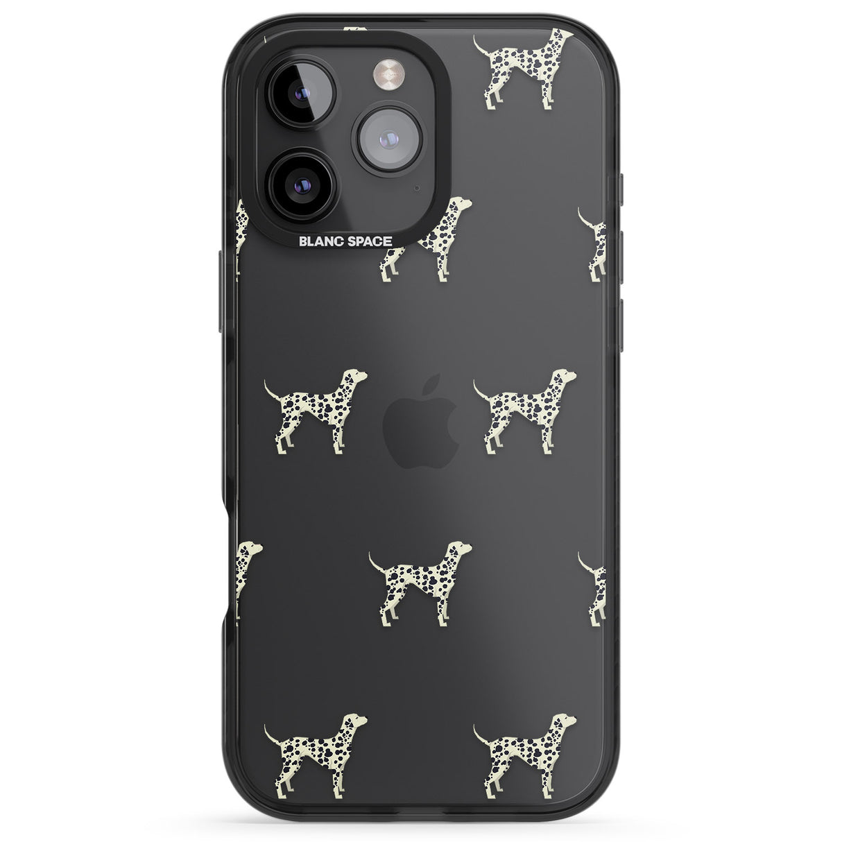 iPhone 16 Pro Max Dalmation Dog Pattern Clear Black Impact Phone Case