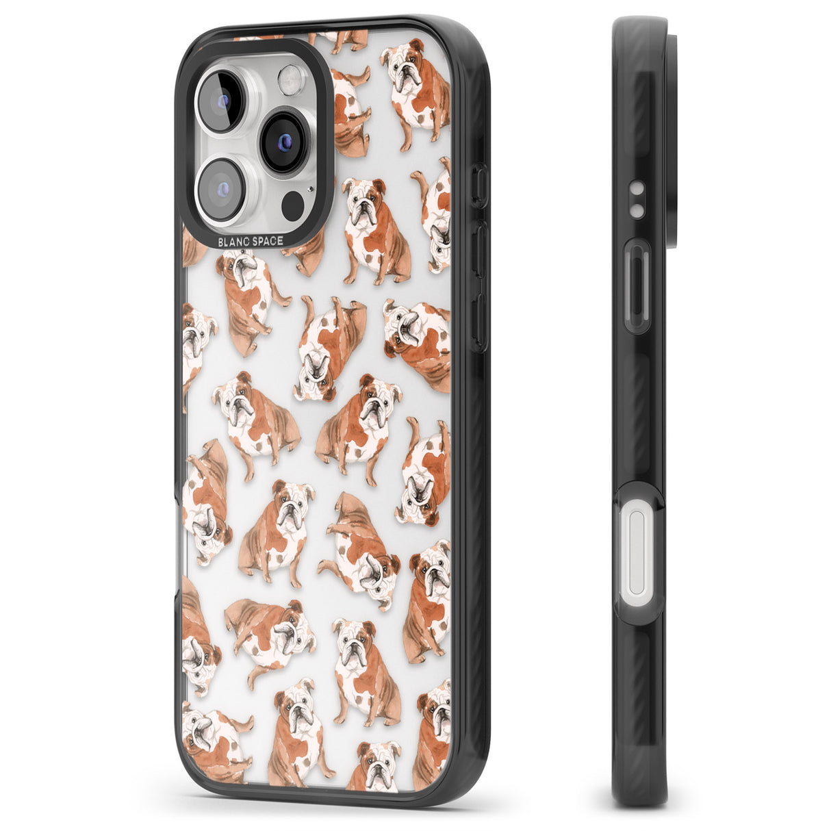 iPhone 16 Pro Max English Bulldog Watercolour Dog Pattern Black Impact Phone Case