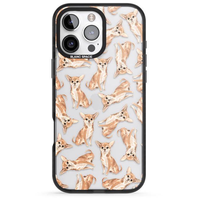 iPhone 16 Pro Max Chihuahua Watercolour Dog Pattern Black Impact Phone Case