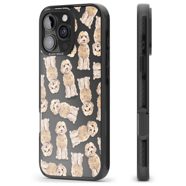 iPhone 16 Pro Max Cockapoo (Champagne) Watercolour Dog Pattern Black Impact Phone Case