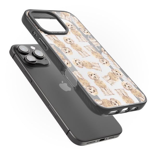 iPhone 16 Pro Max Cockapoo (Champagne) Watercolour Dog Pattern Black Impact Phone Case