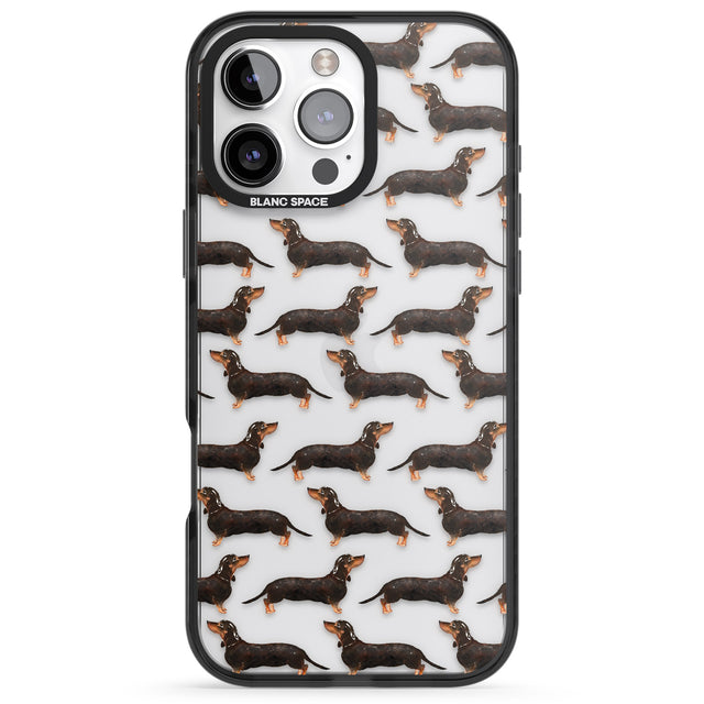 iPhone 16 Pro Max Dachshund (Black & Tan) Watercolour Dog Pattern Black Impact Phone Case