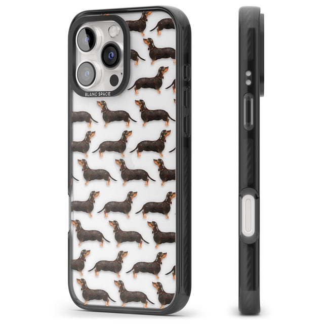 iPhone 16 Pro Max Dachshund (Black & Tan) Watercolour Dog Pattern Black Impact Phone Case