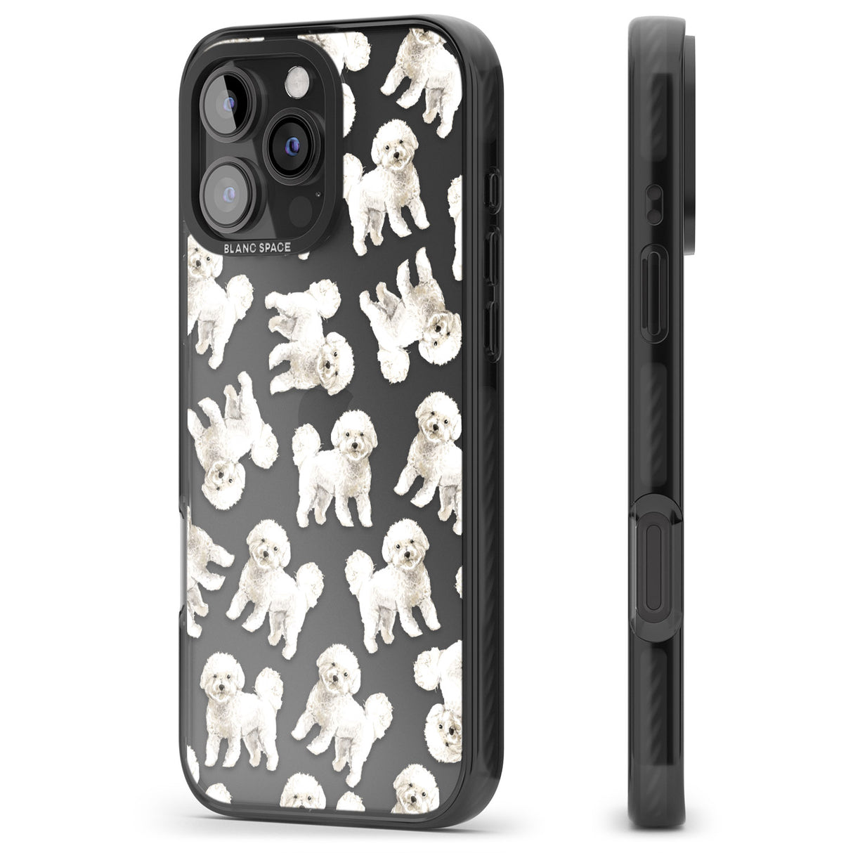 iPhone 16 Pro Max Bichon Frise Watercolour Dog Pattern Black Impact Phone Case